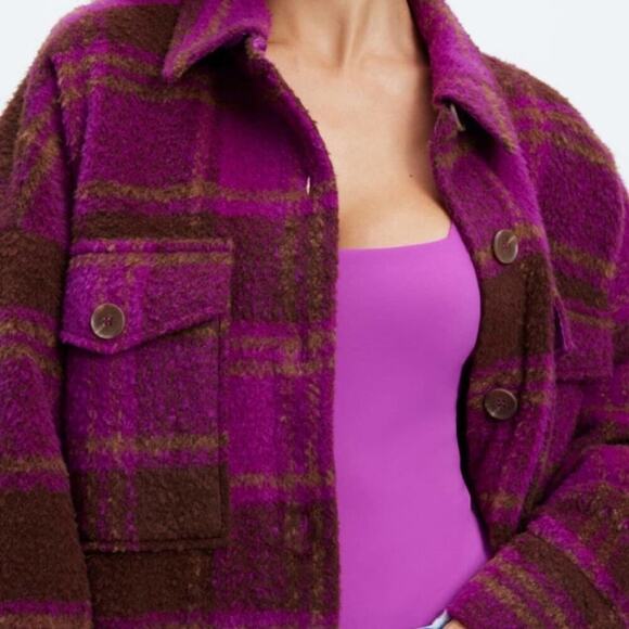 NWT Good American wool Blend Plaid Shacket Shirt Jacket Size Small Medium - Picture 9 of 12